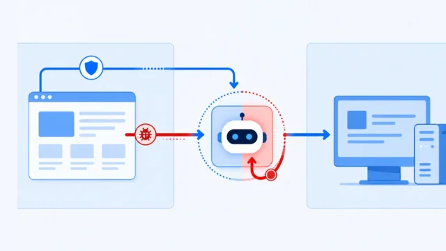 AI 代理从网页到本机环境的攻击路径示意