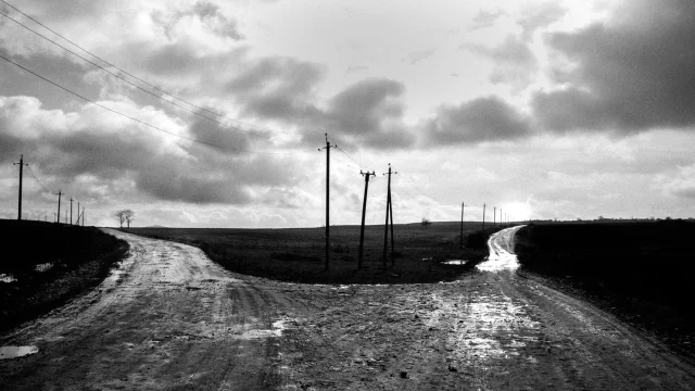 Forked rural road