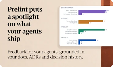 Prelint's launch visual shows a dashboard-style breakdown of what its agents ship