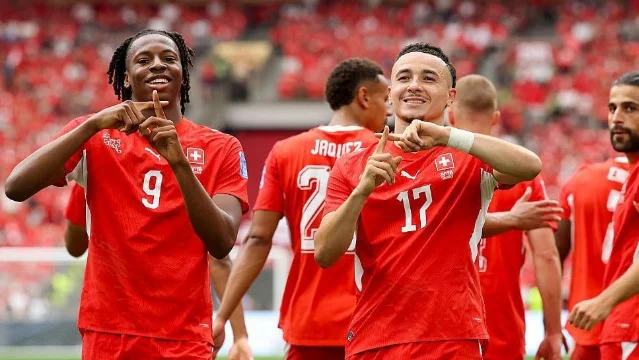 Switzerland players celebrate