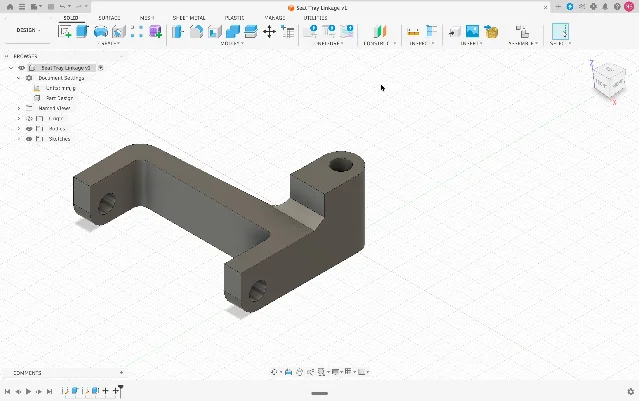 Autodesk Fusion showing a generated mechanical part inside a CAD workspace