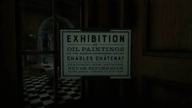 Galerie Laurent 外的查尔斯·沙特奈画展海报