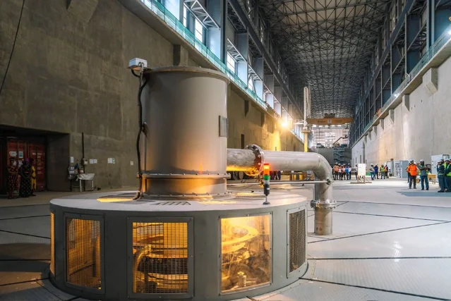 The powerhouse at the toe of the dam
