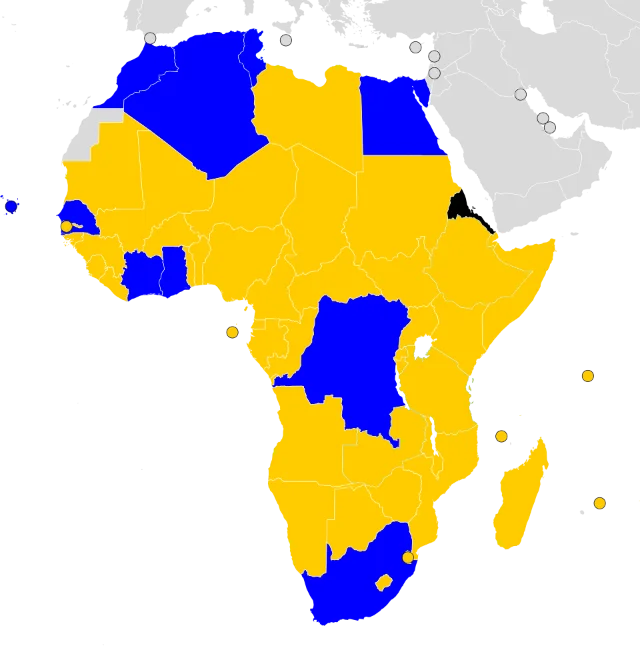 Map showing the 2026 FIFA World Cup CAF qualification groups across Africa