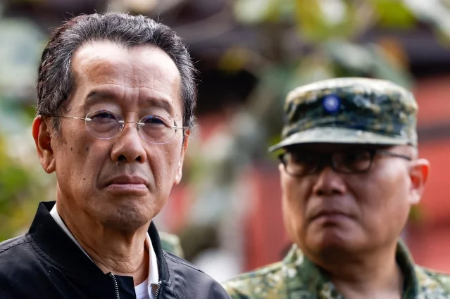 Taiwan Defence Minister Wellington Koo inspects reservists