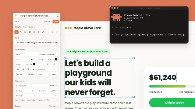 Claude Design canvas and Claude Code terminal sync