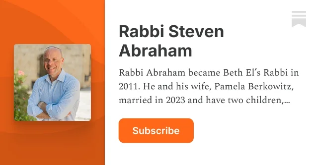 Rabbi Steven Abraham — Substack subscribe card showing author portrait and newsletter bio
