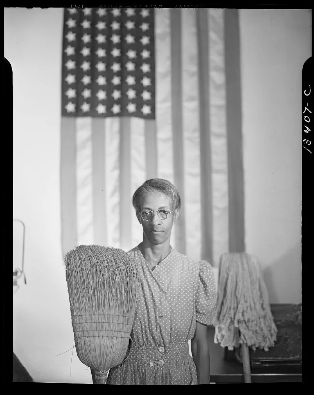 Gordon Parks's 1942 portrait of government charwoman Ella Watson in Washington, D.C.