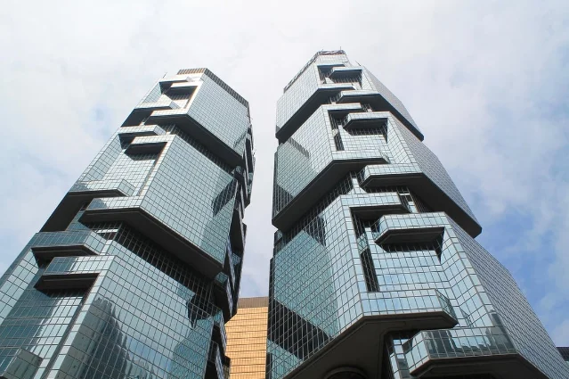 Hong Kong skyline financial district buildings