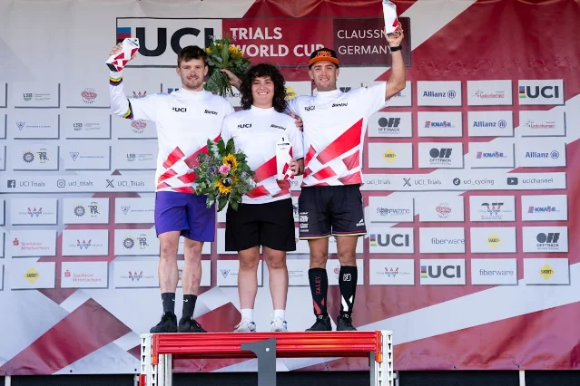 UCI Trials World Cup Claußnitz 收官站领奖台