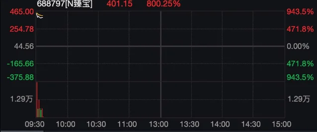 臻宝科技上市首日上午走势