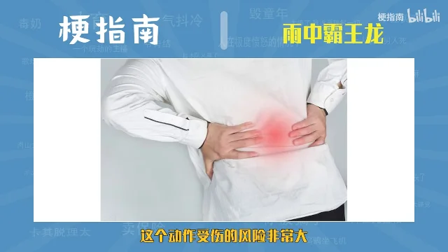 一个人双手按住后腰,腰部位置泛着红光