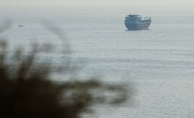 A vessel in the Strait of Hormuz seen from Musandam