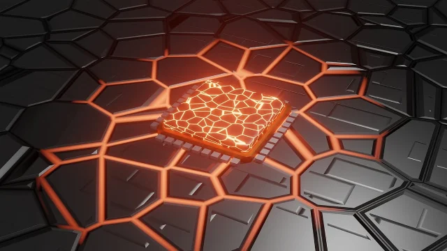 AI 芯片电路板近景,象征 AI 时代的硬件基础