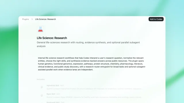 Codex 里的 Life Sciences Research 插件界面