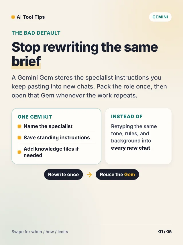 Gemini Gems: stop rewriting the same brief