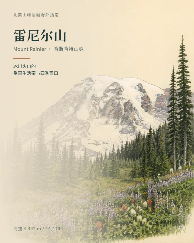 雷尼尔山：冰川火山的垂直野外指南