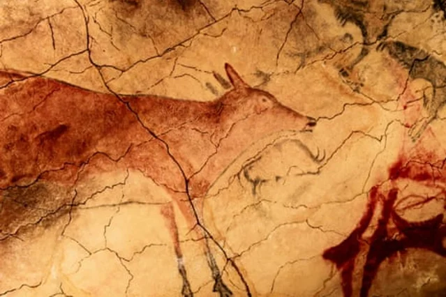 Reproduction of the great deer of Altamira cave, northern Spain