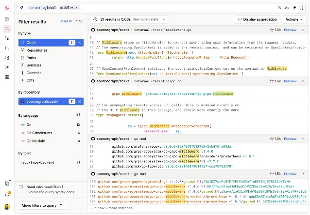 Sourcegraph 代码搜索界面