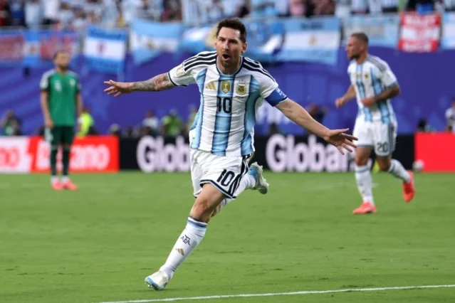Argentina's captain celebrates the opener against Algeria