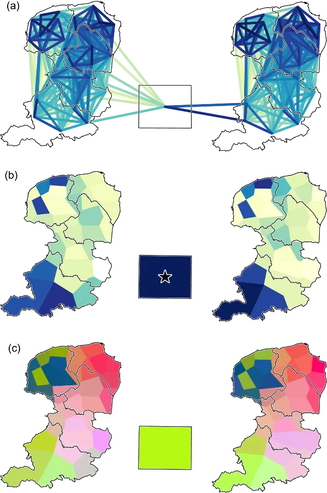 Map showing pronunciation relationships across Frisian, Town Frisian and Low Saxon varieties
