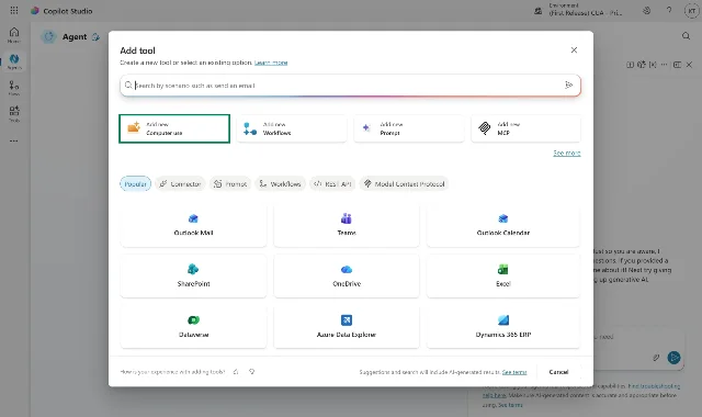 Copilot Studio computer-using agent setup interface