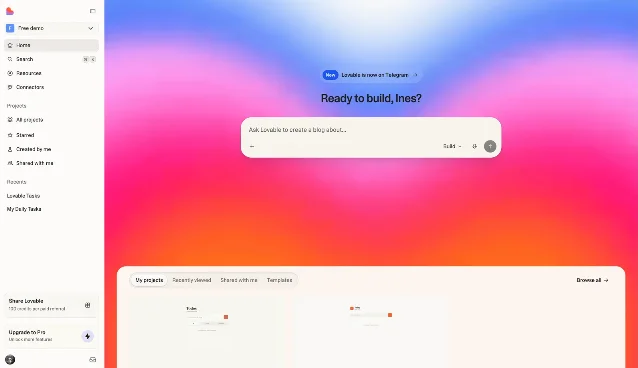 Lovable 文档中的产品界面截图