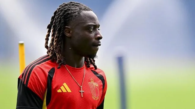 Jeremy Doku in Belgium training gear