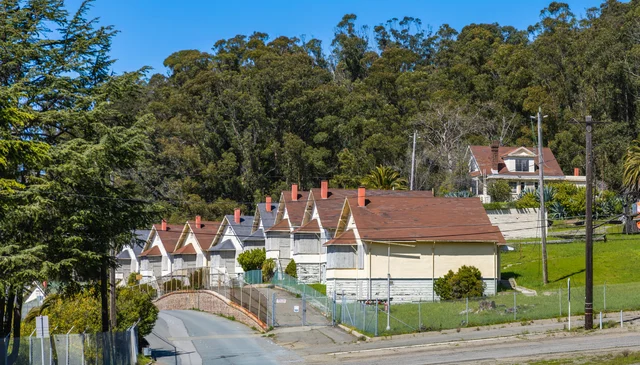 Row of Bay Area vintage residential houses