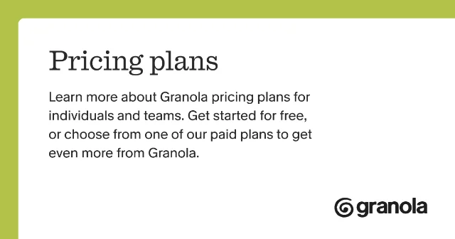 Granola pricing tiers — Basic, Business ($14/user/month), and Enterprise ($35/user/month)
