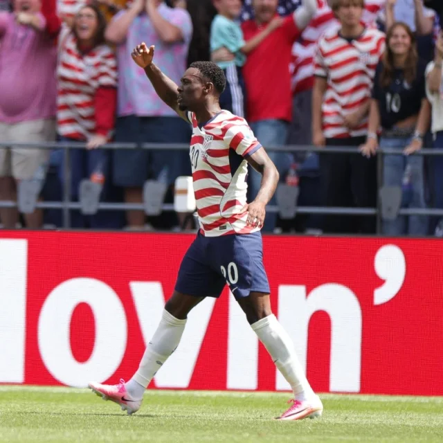 Folarin Balogun celebrates during USA vs. Australia