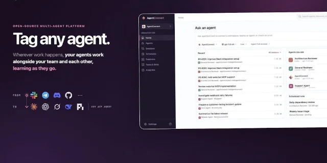 AgentConnect dashboard showing separate agent roles and scheduled work