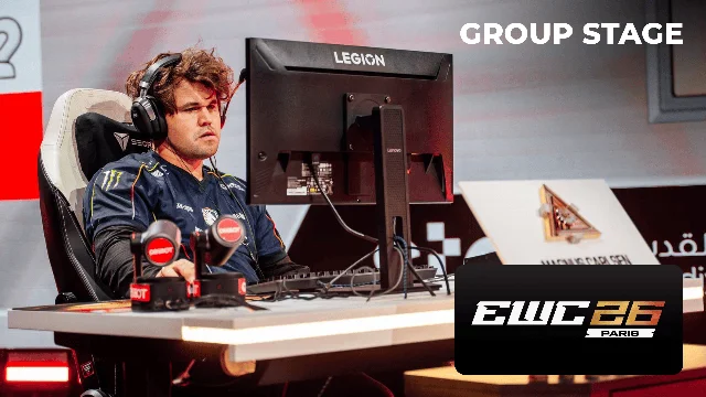 Player at the Esports World Cup chess group stage desk in Paris