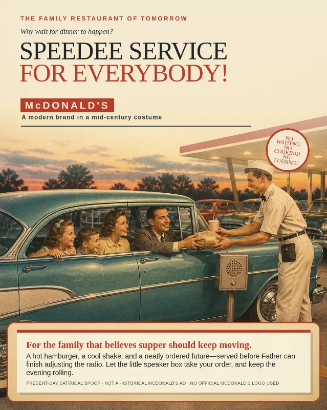 McDonald's, with a speaker box: dinner in 1955
