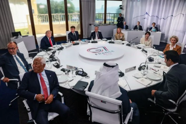 G7 leaders at the Evian working lunch