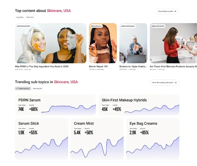 Mock YouTube trend insights view