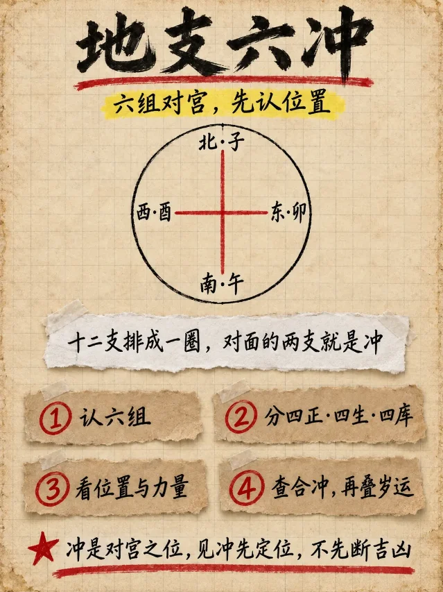 地支六冲，其实是六组对宫