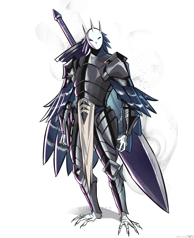 Owl Knight OC, detailed owl-themed fantasy armor character