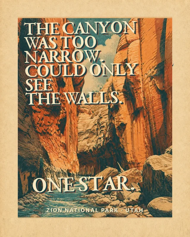 The canyon was too narrow. Could only see the walls. One star.
