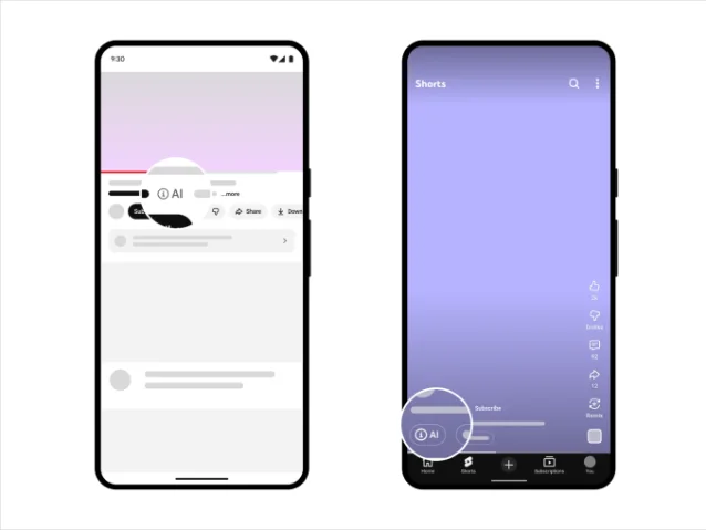 YouTube AI label placement showing where labels now appear on long-form videos and Shorts