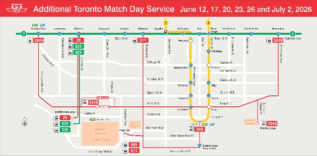 TTC match-day service map