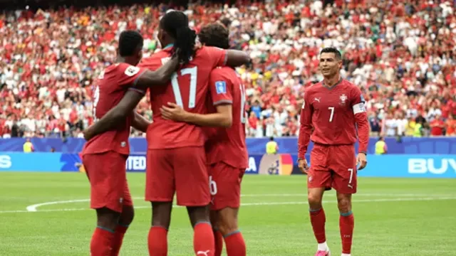 Cristiano Ronaldo celebrates for Portugal