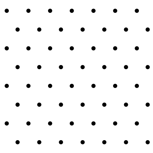 Hexagonal lattice showing the geometric structure underlying grid cell firing fields. Each dot represents a firing field vertex; connecting them yields a tessellation of equilateral triangles.