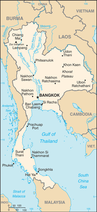 Map of Thailand from the U.S. Department of State