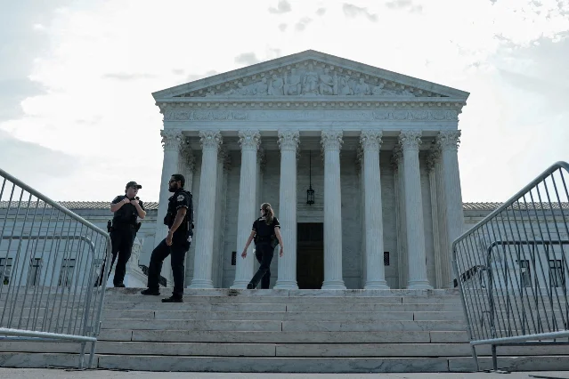 U.S. Supreme Court building in Washington, with marble columns and steps