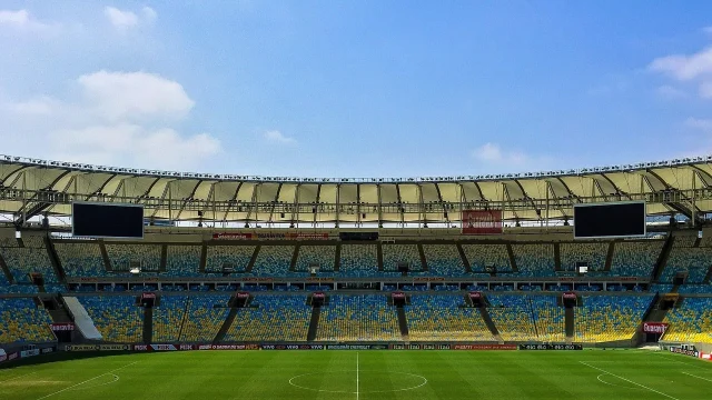 Empty soccer stadium and field