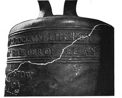 Close-up of the Liberty Bell's hairline crack