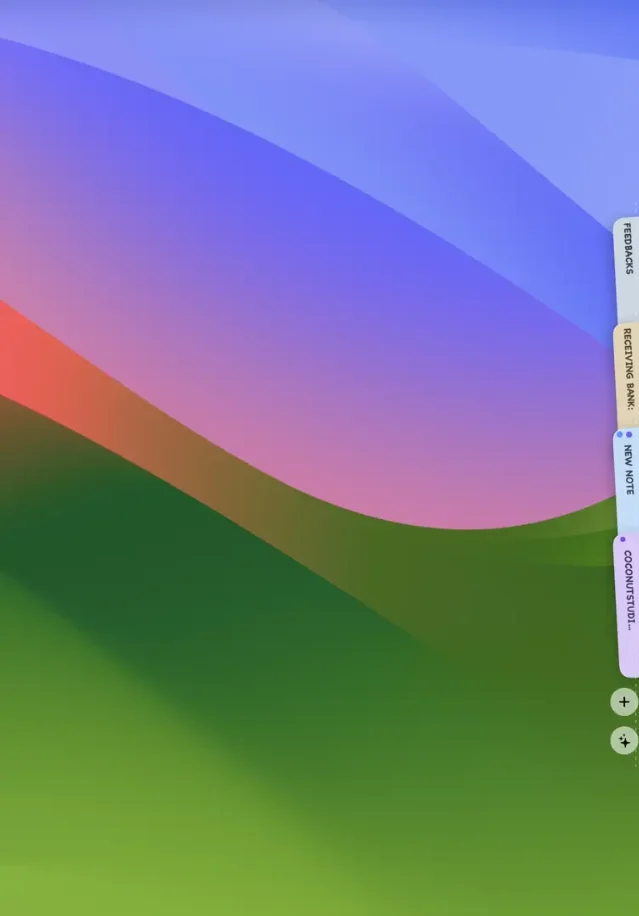 Tucky notes docked along the edge of a Mac desktop