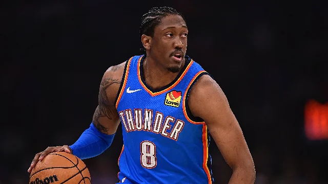Jalen Williams walking off during Spurs-Thunder series