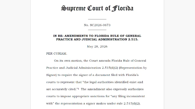 Florida Supreme Court AI citation rule order document